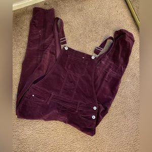 Velvet burgundy overalls